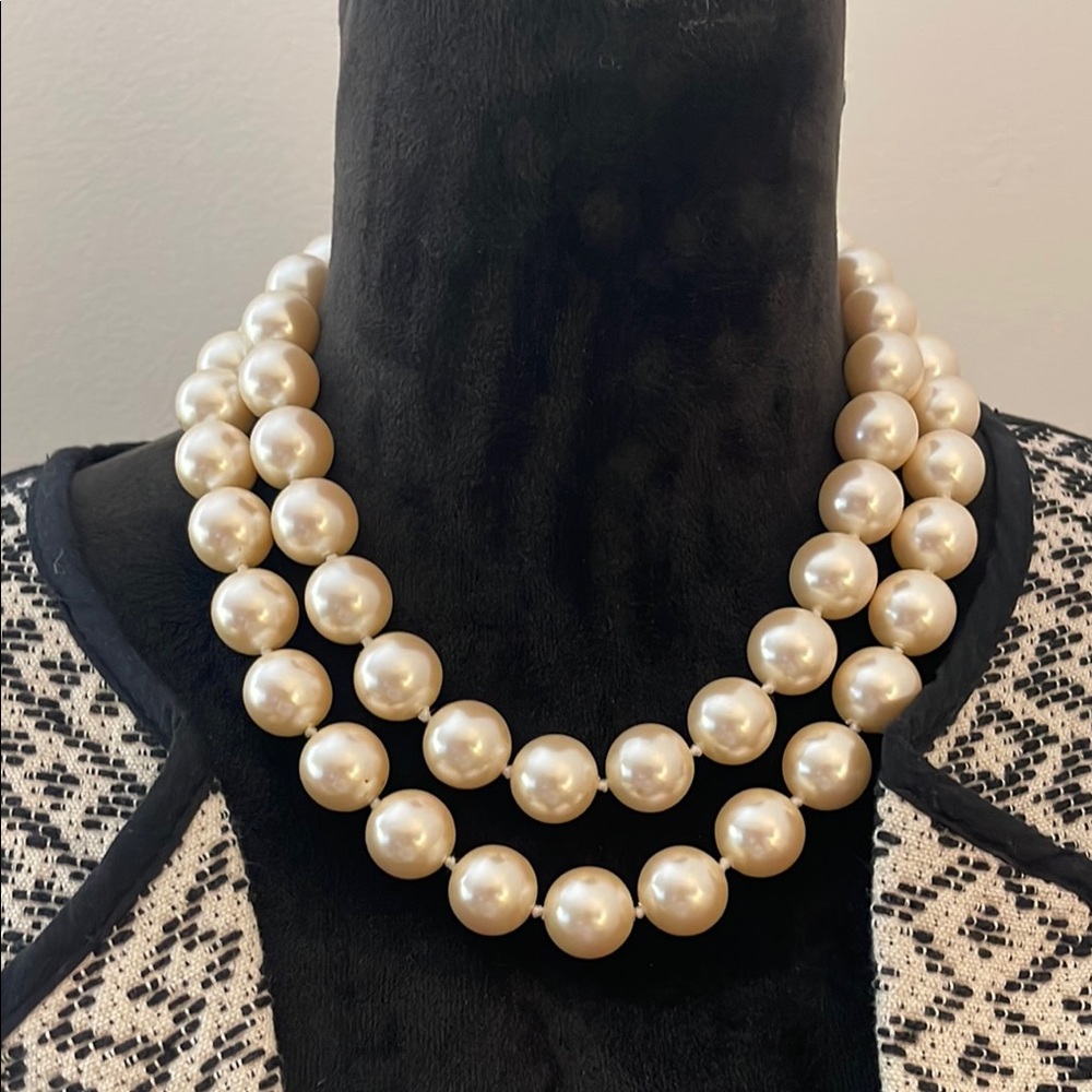 Vintage Monet Cream Pearl Double Strand Necklace